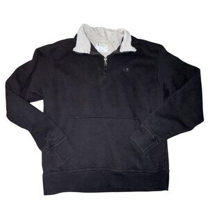 Champions Mens Half Zip Collared Sweatshirt-Black--M-GUC